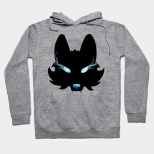 Blue Eyed Black Wolf Mask Hoodie